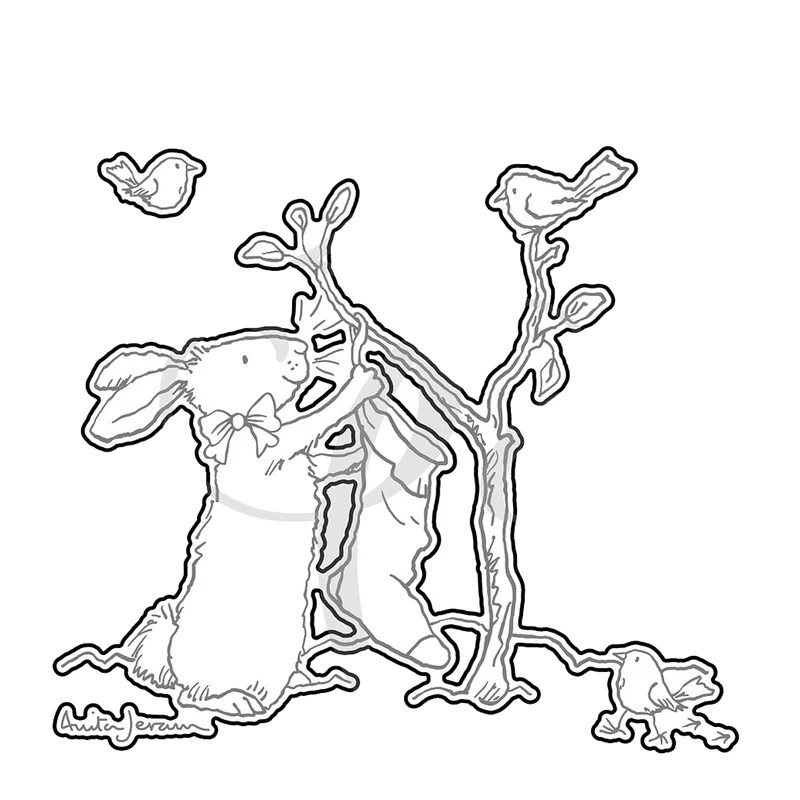 Новинка 2021 рождественские штампы с рисунком кролика и птицы прозрачные