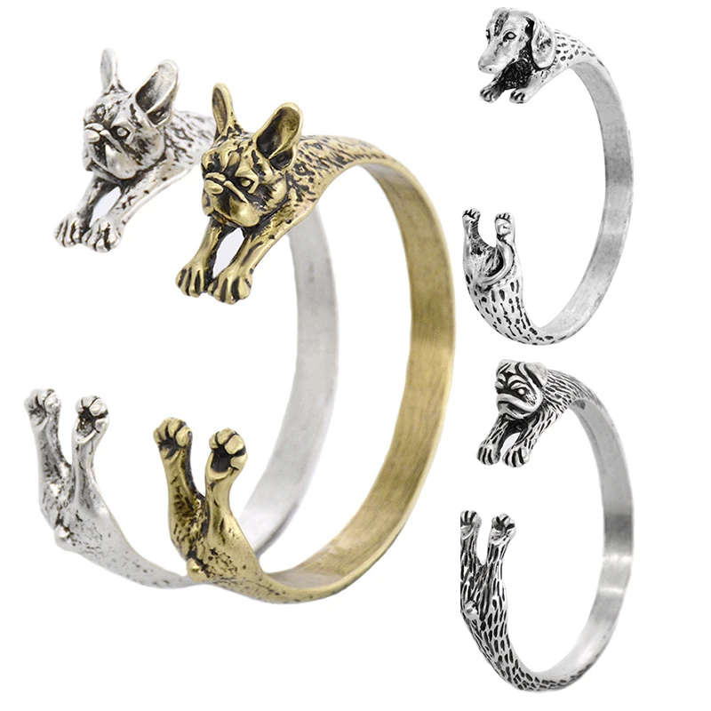 Винтажные милые Французские бульдоги и такса Мопсы браслет с собаками браслеты