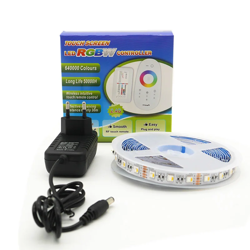 12V 24V 5M 10M 15M 4 in 1 RGBW/RGBWW LED Strip Set 5050 Flexible Lamp Tape + Power Adapter + 24keys WiFi / 2.4G RGBW Controller