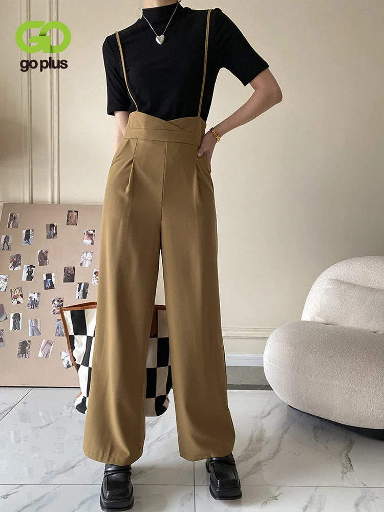 

GOPLUS Pants Women Wide Leg Trousers Y2k Black Overalls Pantalones Grande Taille Femme Taille Haute De Mujer Cintura Alta C60136