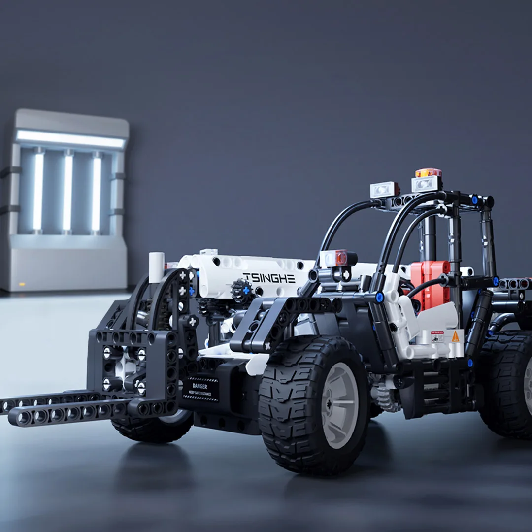 

ONEBOT Engineering Forklift Simulation of Engineering Vehicle Machinery Charm Manifested Building Block Toy Full Vehicle Movable