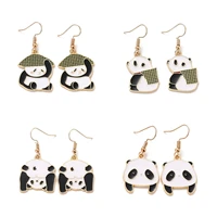 kissitty 10 pairs panda enamel dangle earrings for women earring hooks drop earrings jewelry findings gift