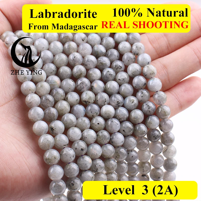 

Zhe Ying New Labradorite 6 8 10mm Beads Natural Round Gemstone Beads for Jewelry Making Bracelet Necklace Diy Accessory