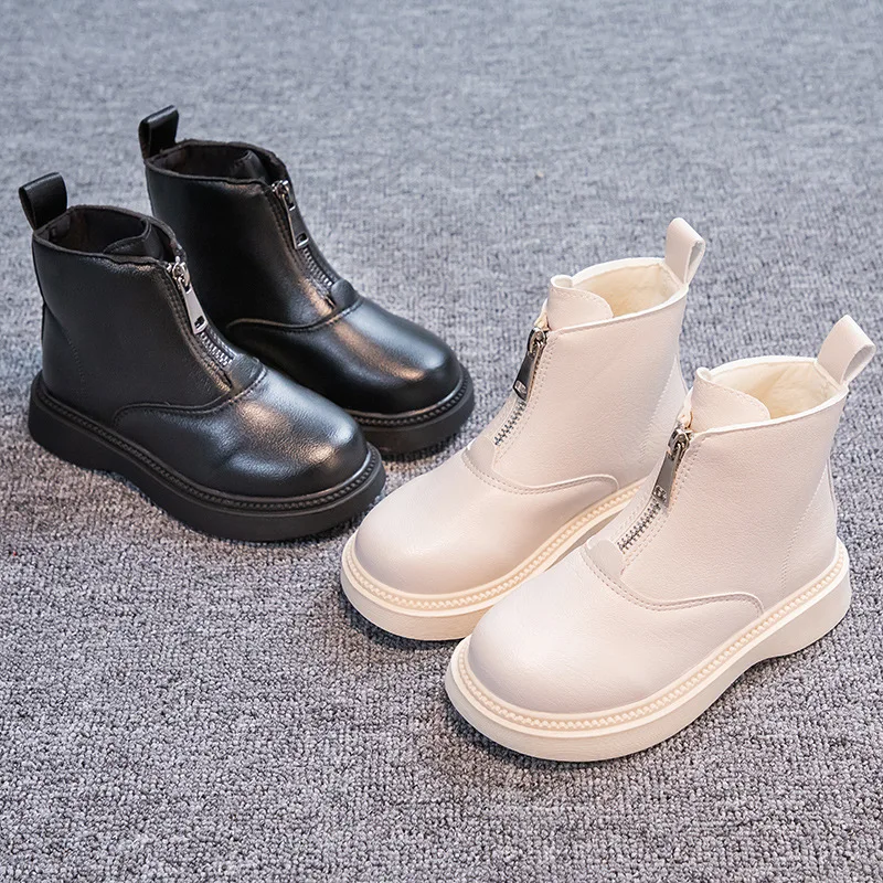 

Простые повседневные модные детские ботильоны в японском стиле на молнии спереди для девочек, Новая универсальная обувь для мальчиков на о...