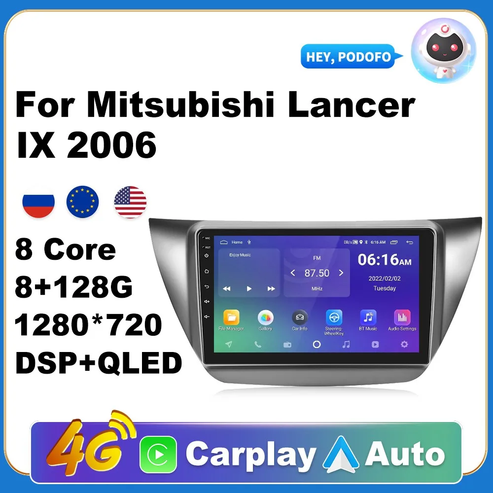 

Car Android CarPlay Radio Multimedia Player For Mitsubishi Lancer IX 2006 2 Din GPS Navi 4G WiFi Autoradio Video AI Voice