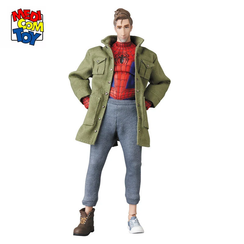 

Original Mafex Marvel Legends Spider-Man Into The Spider-Verse Anime Action Figure 6Inch Collectible figurines Model Toys