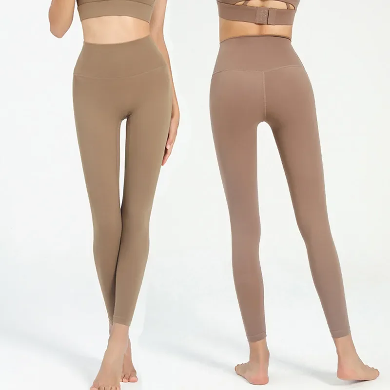 

Yoga Pants Women's Nude Seamless Abdominal Fitness Pants High Waist Lifting Buttocks Abdominal Peach Hip Sports Leggings