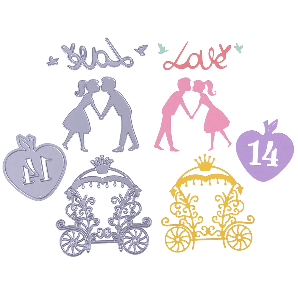 

6pcs Valentine Wedding Metal Cutting Dies for DIY Scrapbooking Album Cards Paper Crafts Diecuts Embossing Template