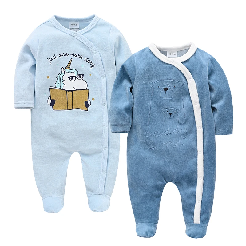 

2 PCS Velour Baby Clothes Boys Romper Autumn Roupas Infant Overalls Jumpsuit Warm Soft Bebe Clothing Boys Pajamas 0-12M