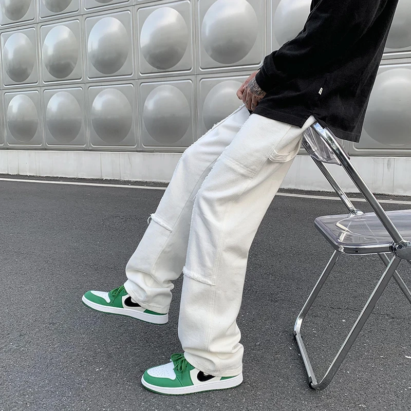 Джинсы-багги мужские джинсовые брюки модная уличная одежда в Корейском стиле