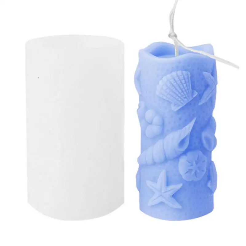 

Cylindrical Silicone Candle Mold Easy Demoulding Embossed Cylindrical Candlestick Making Mold For Room And Home Decoration
