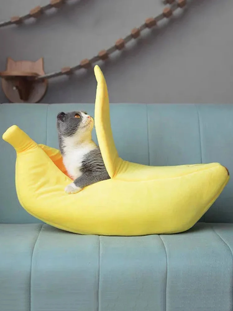 

Banana Cat Bed Dog Kennel House Cushion Pet Beds Puppy Kitten Cave Bed Cute Pets Supplies Durable Soft Cozy Warm Sleeping Mat