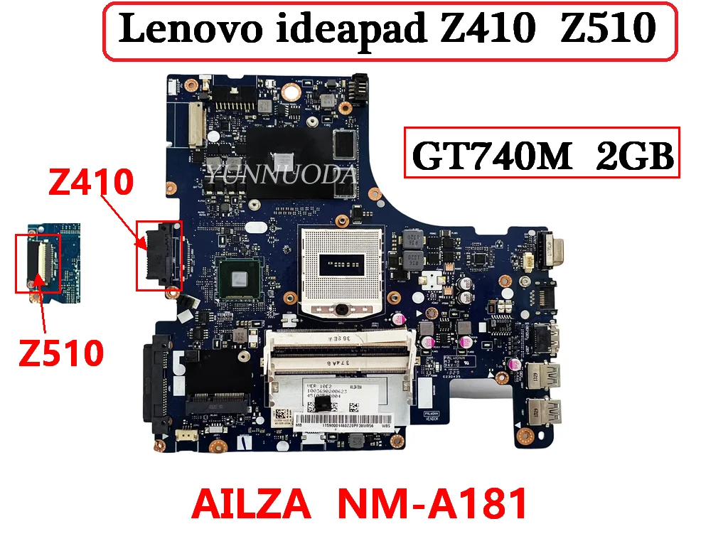 Оригинальная материнская плата для ноутбука Lenovo Z410 Z510 с GT740M 2 Гб GPU HM86 DDR3 AILZA NM-A181 100% протестирована Бесплатная доставка