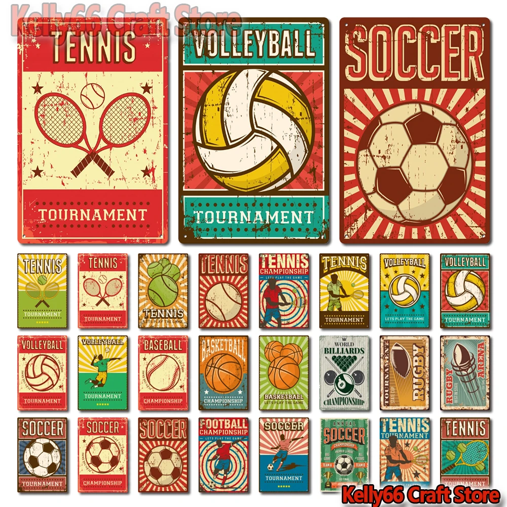

[ Kelly66 ] Soccer Volleyball Baseball Tournament Tin Poster Metal Sign Sport Bar Decor Wall Art Painting 20*30 CM LA-45