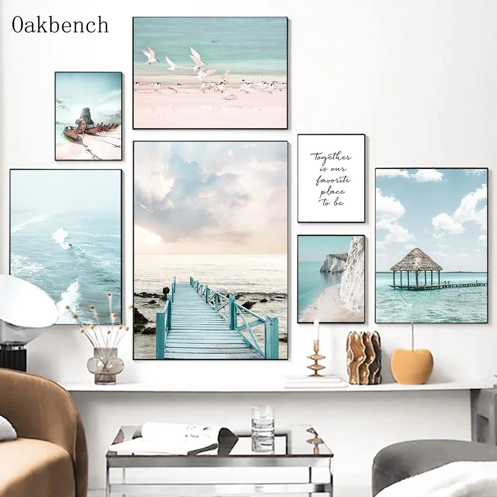 Пейзаж холст искусство живопись ранний плакат пляж и принты скандинавские
