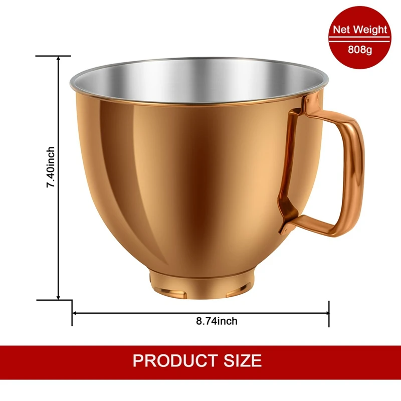 Чаша миксера из нержавеющей стали 5QT для миксеров Kitchenaid Artisan & Classic 4 5-5QT с