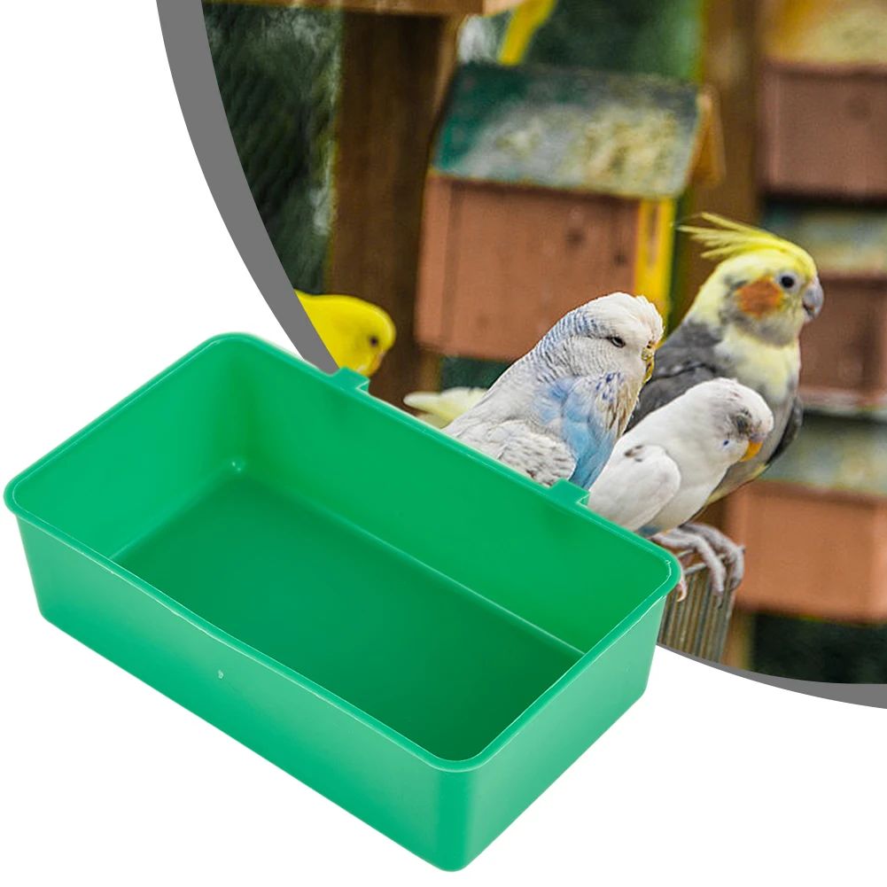 

Pet Products Supplies Bird Water Bath Tub Pet Feeders Bowl Parrots Two Buttons Parakeet Birdbath Be Hung From Cage Hanging 1pc