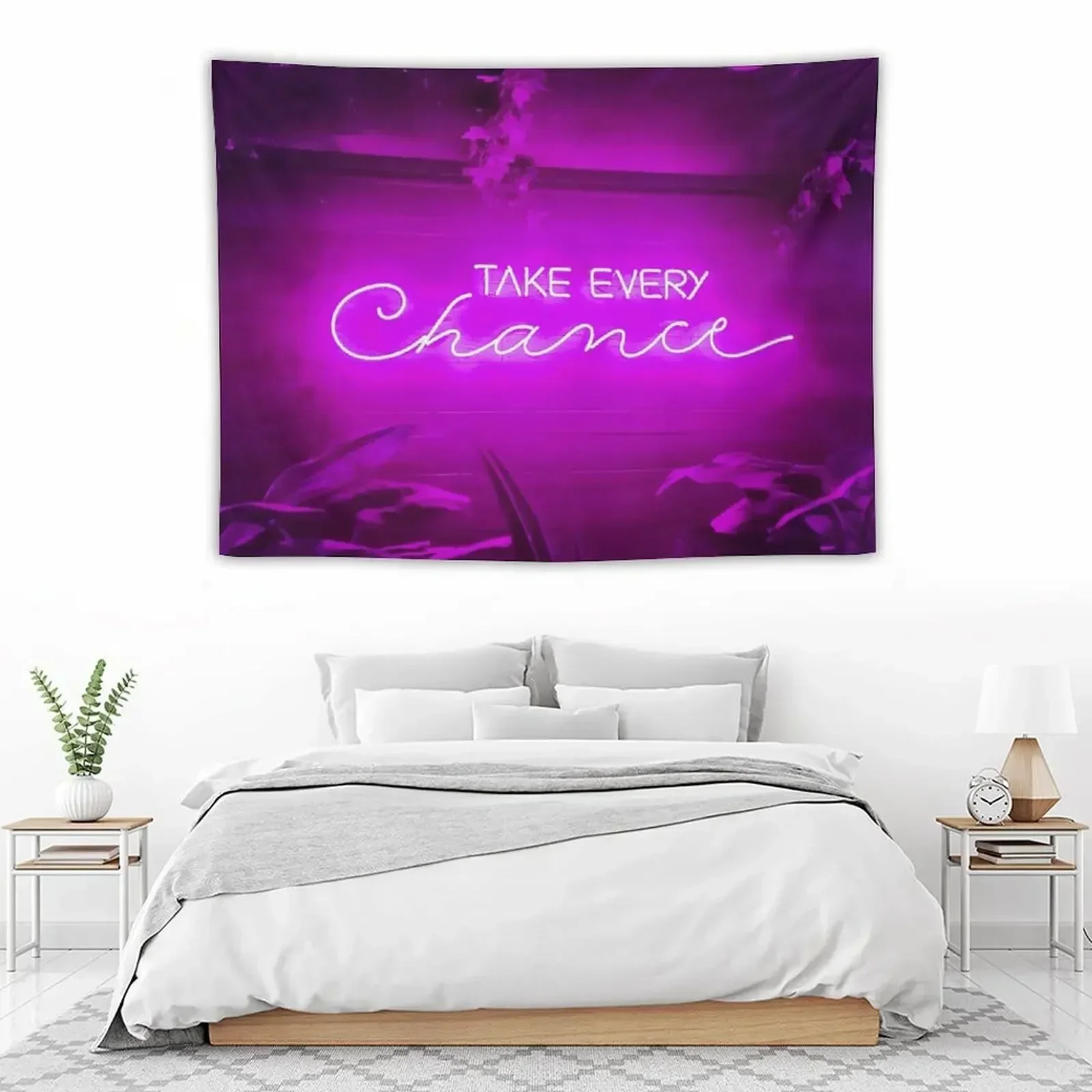 Возьмите каждый шанс неоновая вывеска фиолетовый гобелен декор для ванной