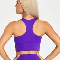 new arrival solid color sport tank crop top women fitness bra soft gym underwear yoga vest compression workout training chest pa