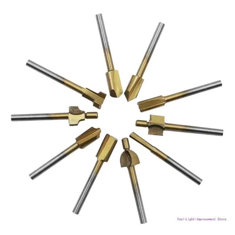

10Pcs/set Shanks Milling Cutter Routers Bit Set Wood Cutter Carbides Shanks
