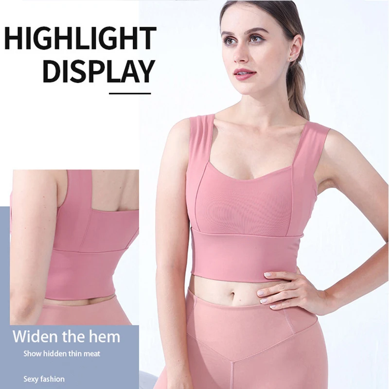 

Lulu Yoga Bra Women Push Up Nylon Solid Color Tops Sexy Sports Wear Outdoor Exercise Summer Vest