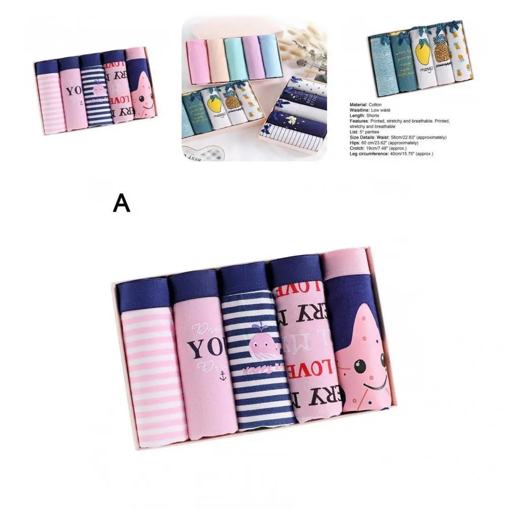 

Female 5Pcs Stylish Low Waist Sweet Briefs Underwear Underpants Floral for Living Room