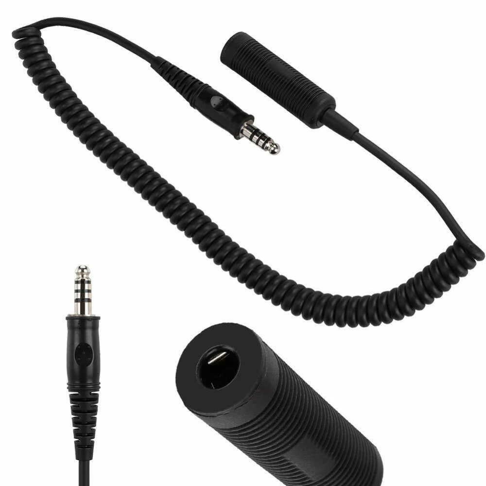 Tactical Headphone Extension Cable, U-92A/U to U-174/U Standard Single Plug Extension Cable