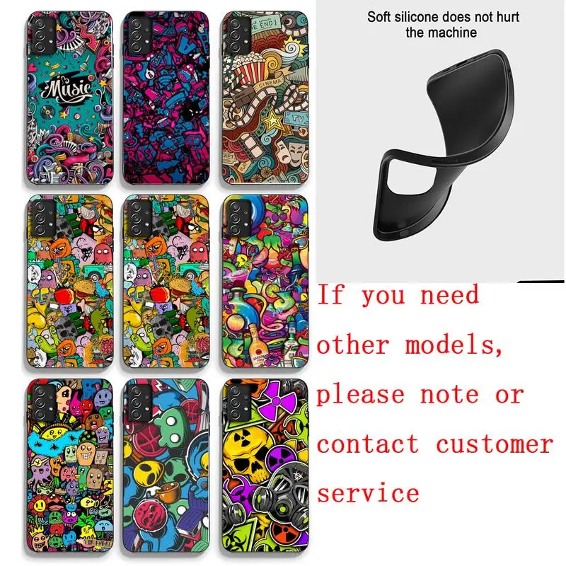 

Graffiti Sticker Bomb Silicone Phone Case For Samsung Note M 31 9 A51 A52 A71 A72 A80 A91 A20E A32 A31 A21 A11