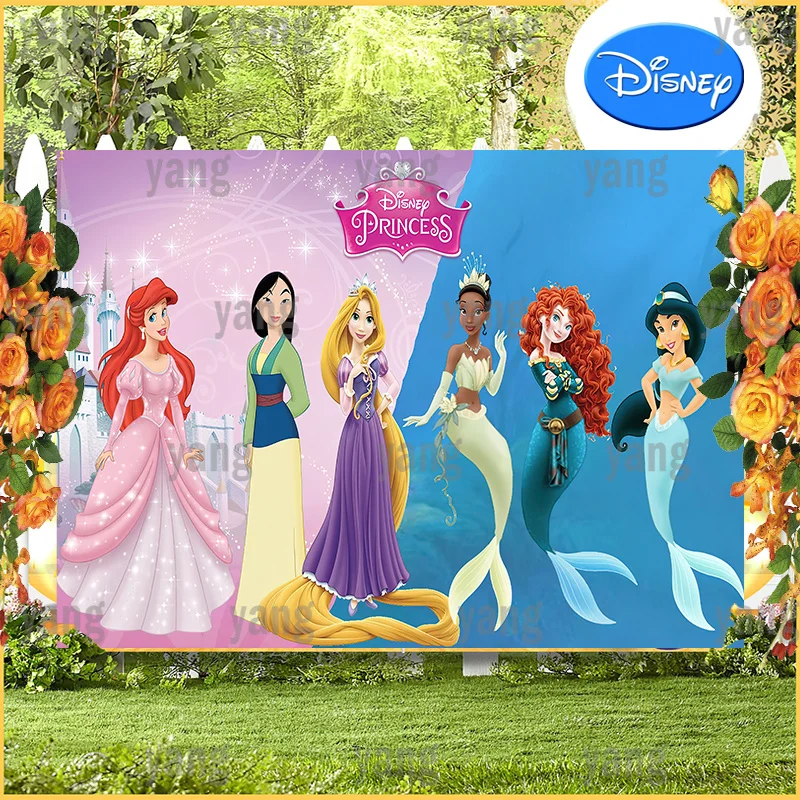 Castle Disney Baby Sea The Princess and the Frog Tiana Moana Background Backdrop Birthday Party Banner Decoration Photo Shoot