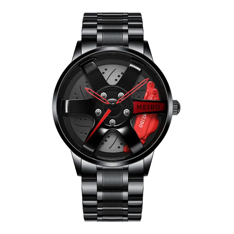 

Xiaomi Men Fashion Car Rim Wristwatch 360 Degree Rotating Wheel Rim Dial Watches Stainless Steel Waterproof Sport Quartz Clock
