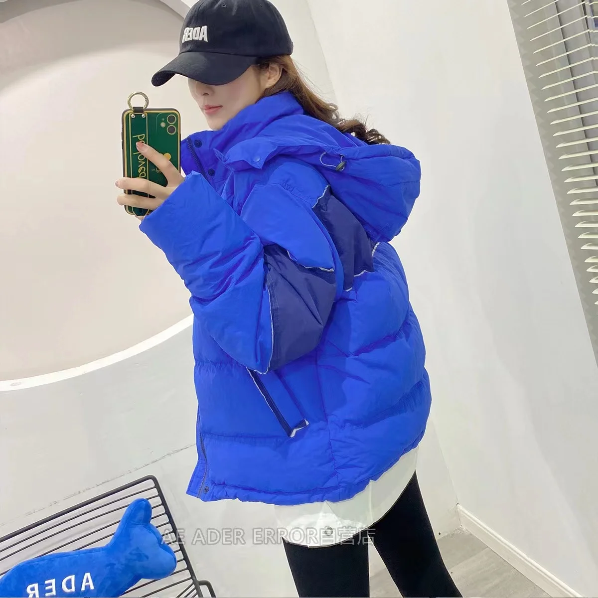 ADER ERROR Korean autumn/winter unisex white duck down jacket high quality 1:1 zipper hooded jacket loose hooded down jacket top