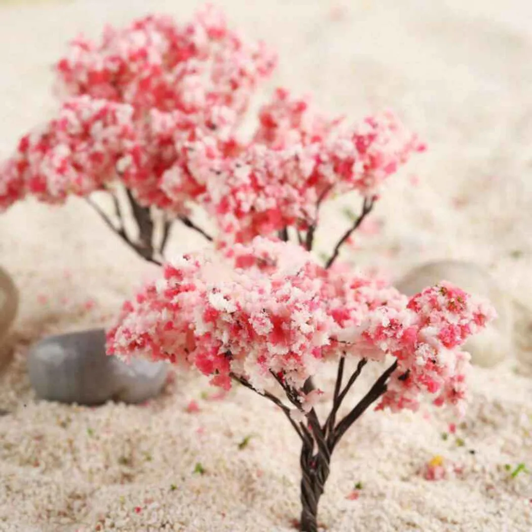 

40pcs 65mm Blossom Cherry Model Trees Railroad Layout Scene Mini Artificial Small Simulated Tree Fake Flowers Home Decor