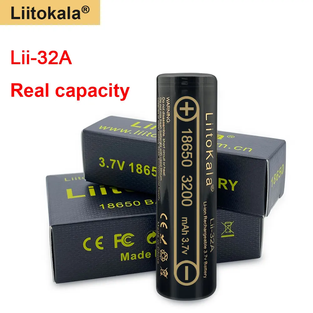 

100% оригинальный высококачественный аккумулятор Liitokala 18650 3,7 в 3200 мАч 18650 перезаряжаемые батареи для фонарика