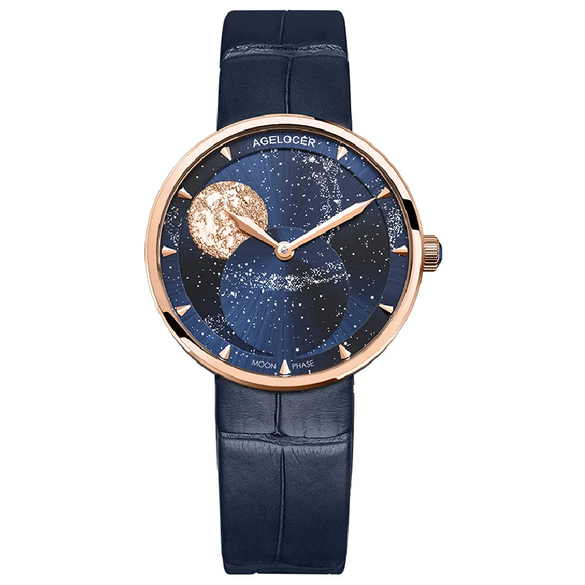 

AGELOCER New Watch Women Watches Ladies Moonphase Rose Gold Women's Bracelet Watches Female Waterproof Clock Relogio Feminino