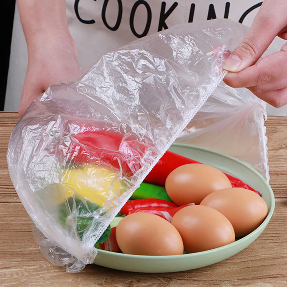 

50/100pcs Fresh-keeping Film Sleeve To Separate Smell PE Elastic Mouth Ffresh-keeping Bag Waterproof Hair Hat Shower Cap