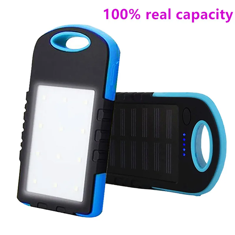 

100% Real Capacity Waterproof Solar Power Charging Bank 6000mAh Portable Solar Charger Emergency Power Supply