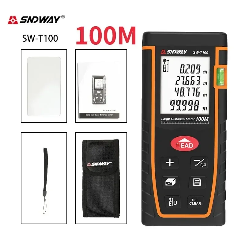 Лазерная рулетка SNDWAY 40/60/80/100 м лазерный дальномер высокоточный электронный с