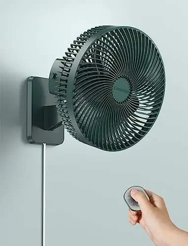 

Mount Small Fan with Remote Control and Timer, 8.5Inch, 4 Speeds, Included Adapter, 120° Adjustable Tilt, High Velocity, 70Inch