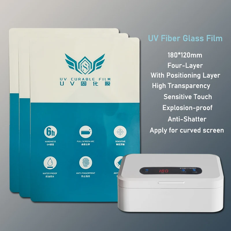 25PCS High Quality UV Fiber Glass Screen Protective Film Flexible Hydrogel Film UV Curable Film For Full Screen Anti-Shatter