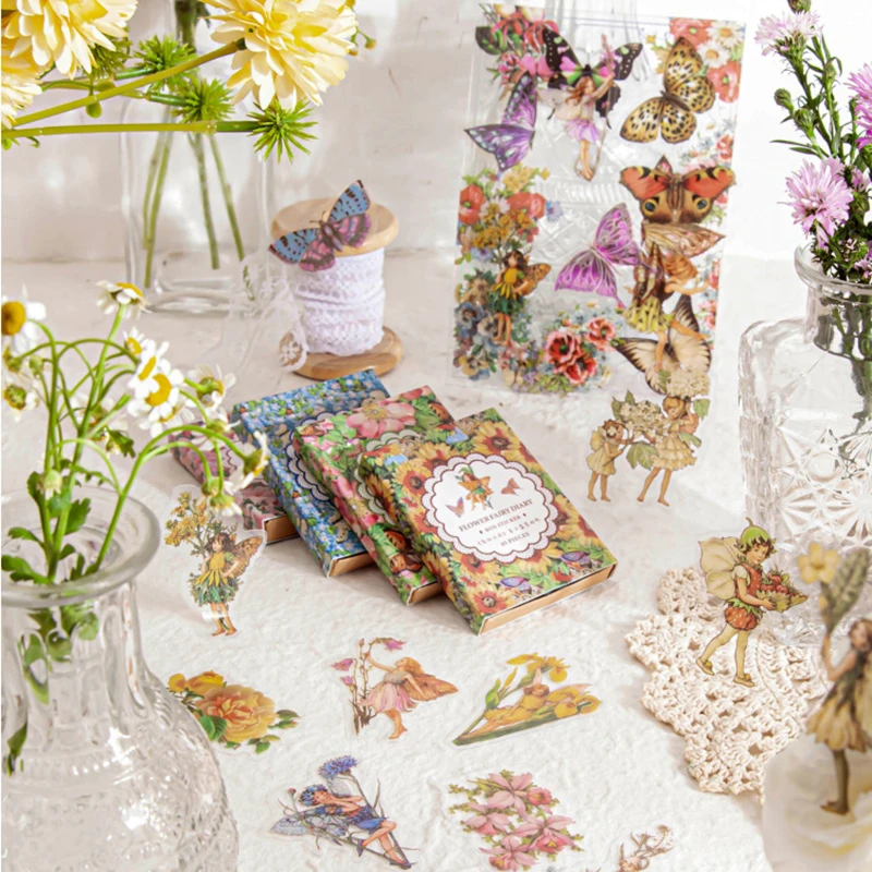 

45 Sheets Butterfly Stickers Vintage Sticker Waterproof Decorative Label for Scrapbooking Journal Album DIY Stationery Supplies
