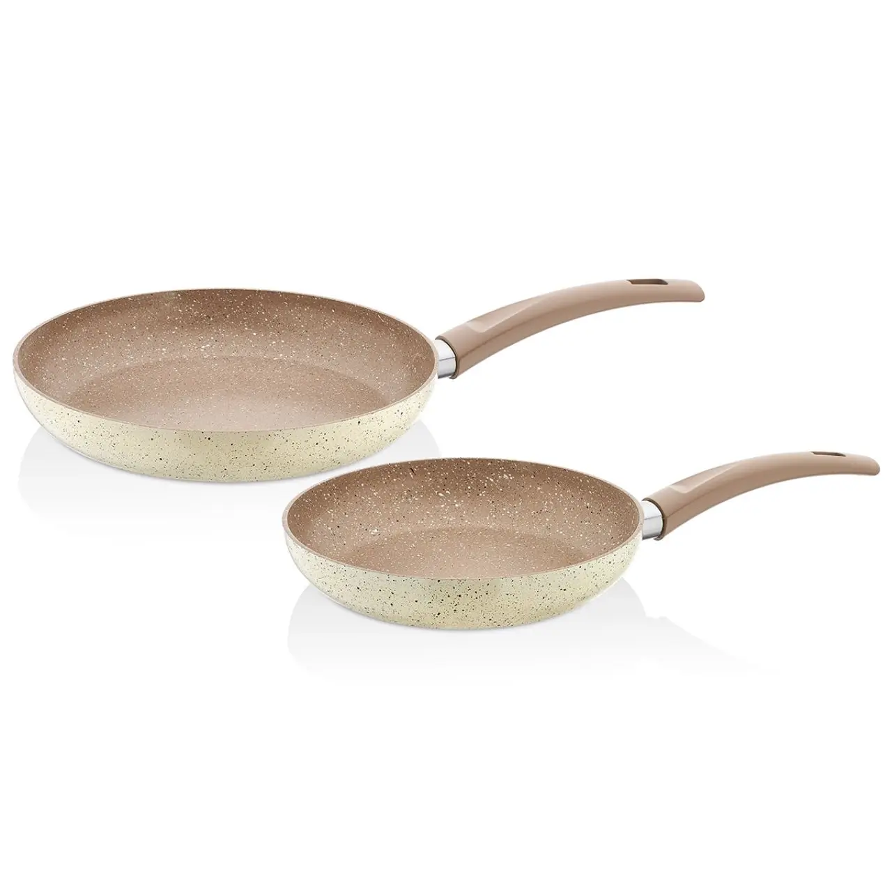 

Cream color 2 piece granite pan set