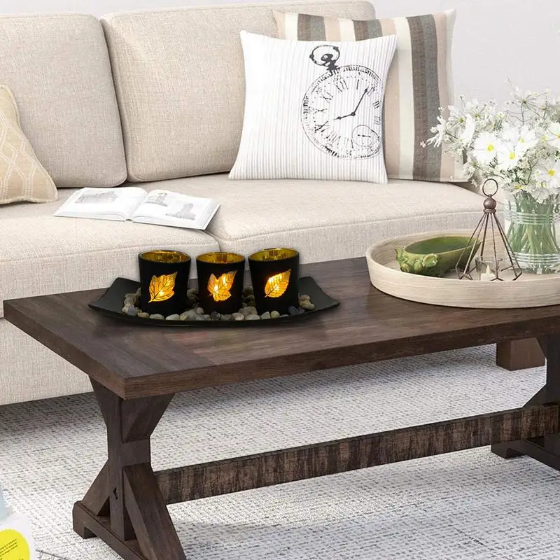 Набор подсвечников с камнями и деревянным подносом подсвечники для украшения