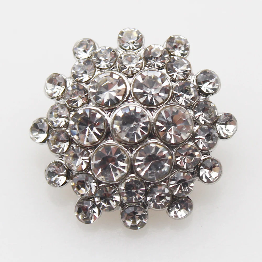 

Exquisite 10Pcs/Batch 19MM Round Flower Inlaid With Diamond Alloy Buttons DIY Bow Sweater Clothing Jewelry Accessories