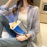 summer womens clothing chiffon cardigan shirt long sleeve top sun protection jacket free shipping korean fashion plus size loose