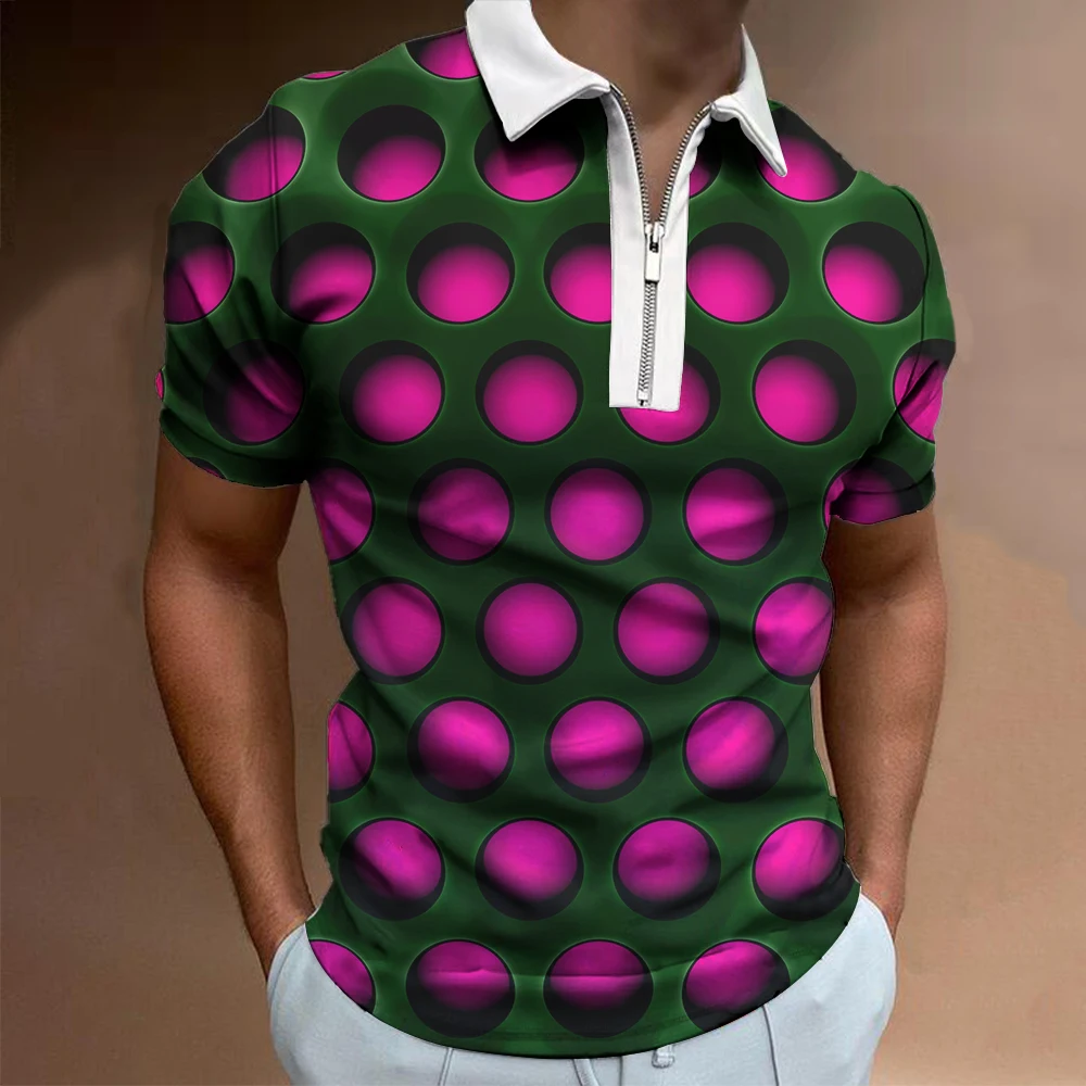 2023 Summer New Men's T-shirt Fashion 3D Print Polo Shirt Casual Breathable T-shirt