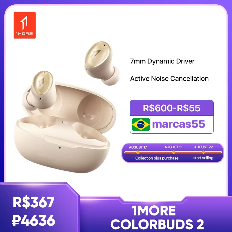 Price 1MORE ColorBuds 2 سماعات لاسلكية بلوتوث 5.2 AptX HD LL سماعات أذن Tws ANC إلغاء الضوضاء الشخصية SoundID 24H