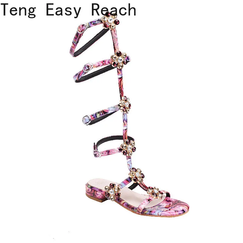 

Летние римские сандалии с кристаллами, женские сандалии, туфли-лодочки, женская пляжная обувь на высоком каблуке, привлекательные сандалии с открытым носком и кристаллами