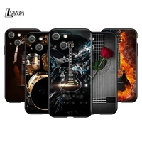 guitar instrument music silicone cover for apple iphone 13 12 mini 11 pro xs max xr x 8 7 6s 6 plus 5s se black phone case