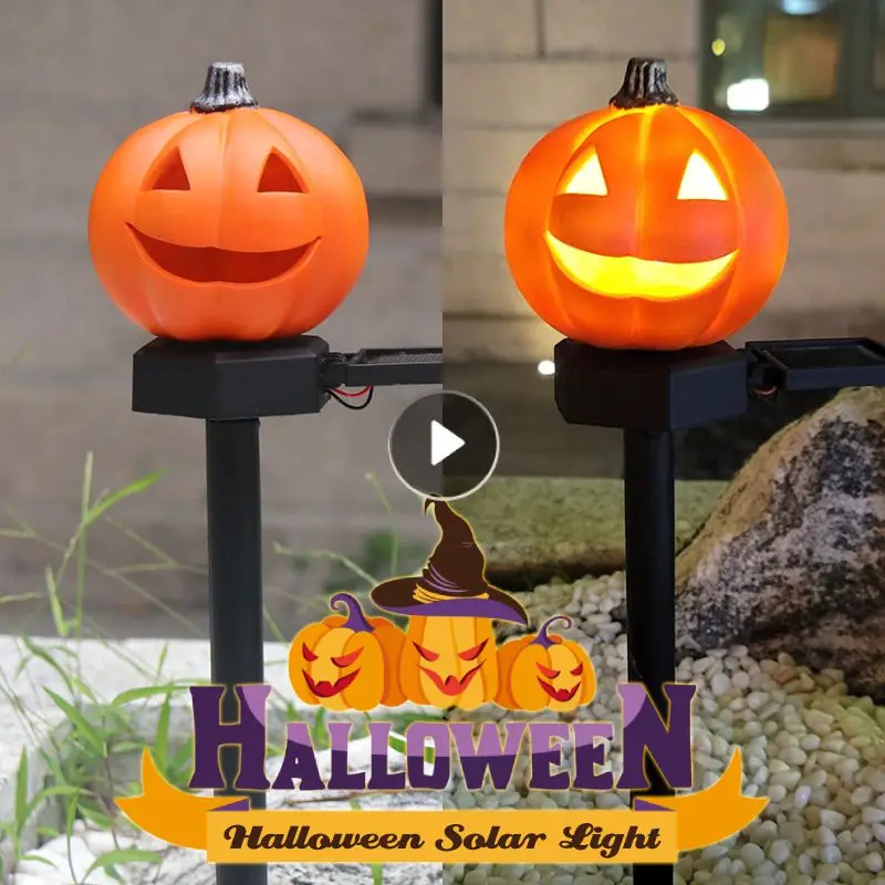 

1/2pcs Halloween Solar Pumpkin Light Outdoor Waterproof Solar Lawn Lamp Decorative Lighting Halloween Garden Festival Decoration