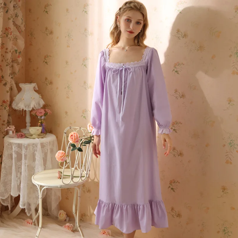 

Roseheart Women Homewear Female Cotton Purple Sexy Sleepwear Nightdress Nightwear Homewear Sleepwear Luxury Gown Nightgown